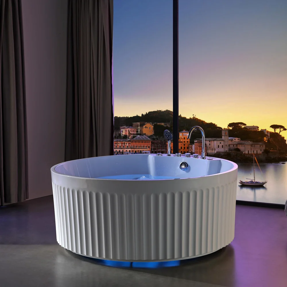 Round Fluted LED Acrylic Bathtub MC-6001