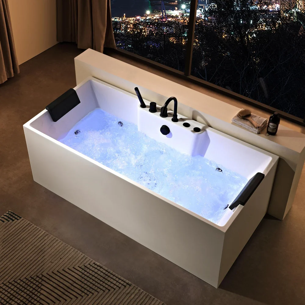 Rectangular Raised Backrest Acrylic Bathtub MC-6015