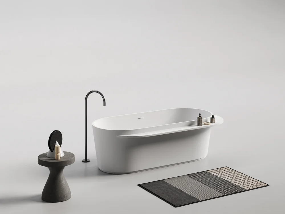 Rectangular Oval Integrated Shelf Artificial Stone Bathtub MA-5011