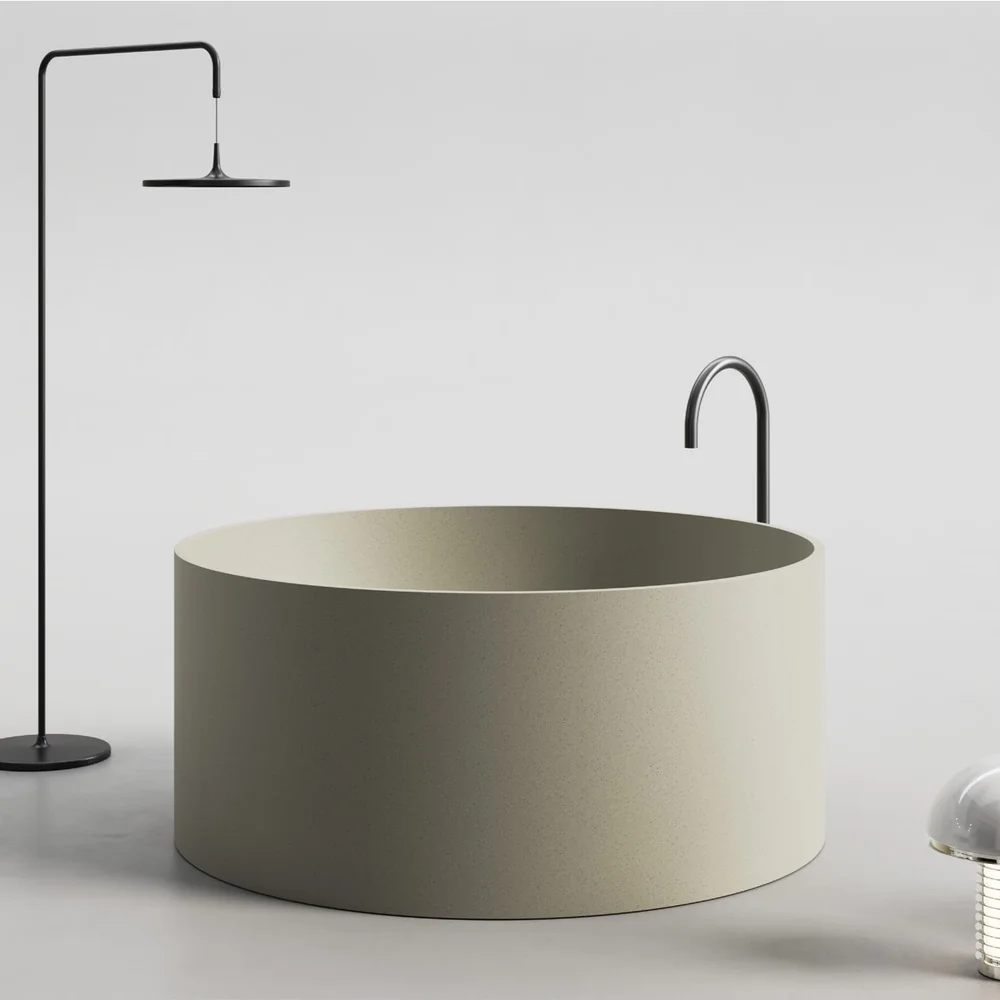 Cylindrical Wide Rim Artificial Stone Bathtub MA-5014