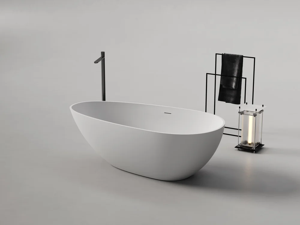 Wide Oval Gentle Slope Artificial Stone Bathtub MA-5017