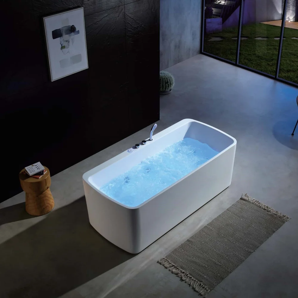 Rectangular Hydro-Massage LED Bathtub MJ-7011
