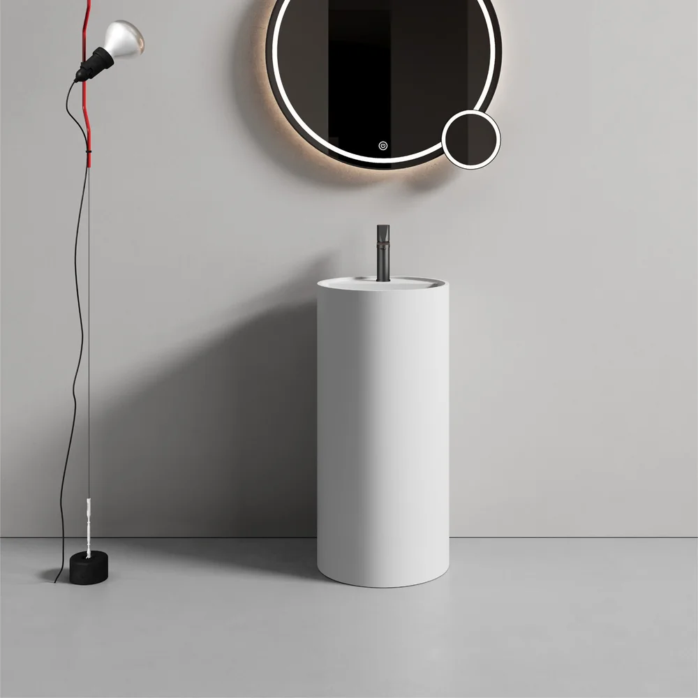 White Smooth Compact Cylindrical Pedestal Basin MP-8018