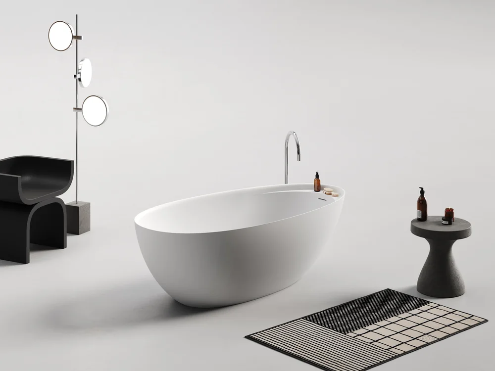 Asymmetrical Oval Artificial Stone Bathtub MA-5005