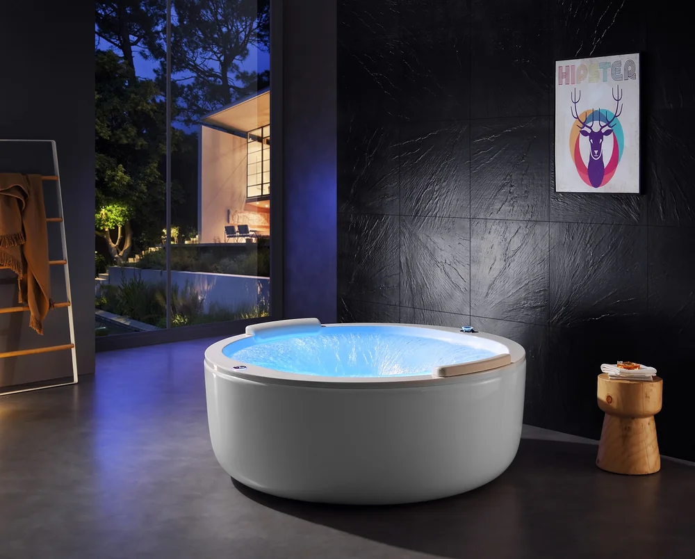 Round Hydro-Massage Powerful LED Bathtub MJ-7010