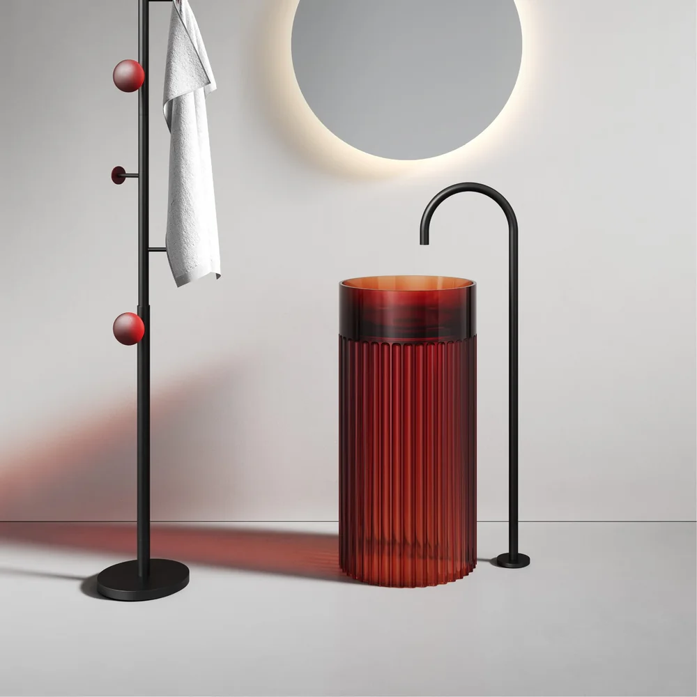 Translucent Claret Fluted Pedestal Basin MP-8002