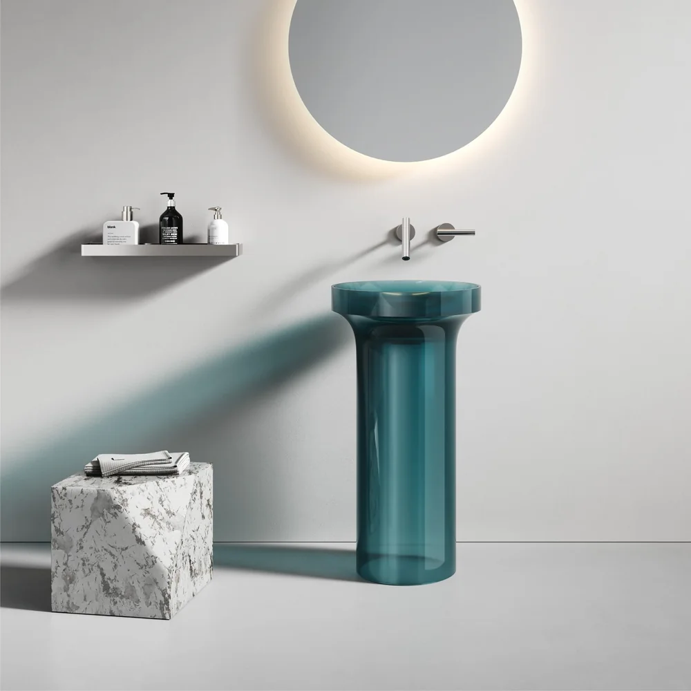 Translucent Jade GreenPedestal Basin MP-8003